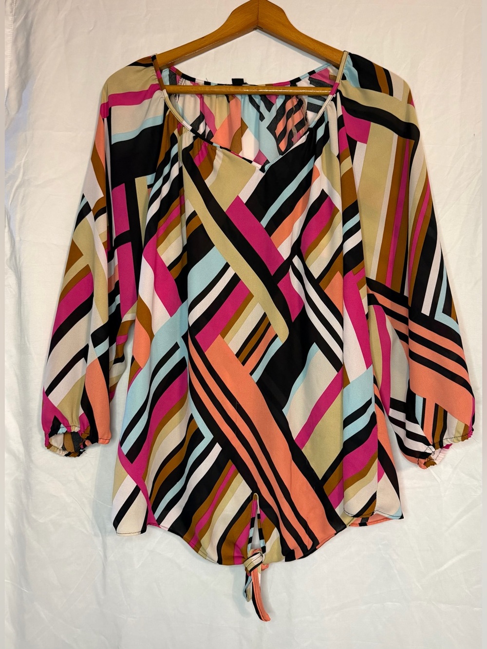 Zac & Rachel Women’s Multi Colored Striped 3/4 Sleeve Blouse size Large